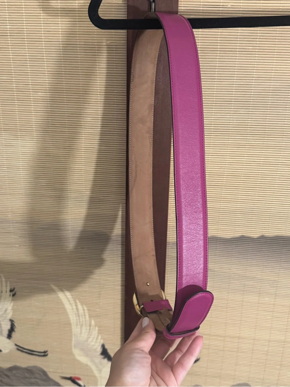 Gucci Fuchsia Leather Belt with Gold Double G Buckle